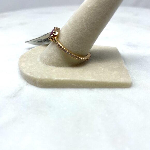 Banana Republic NWT Cubic Zirconia Purple Gemstone Faux Diamond Ring, Size 8 - Picture 5 of 6